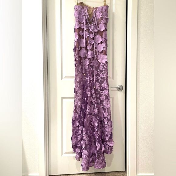 NWOT Bronx and Banco Jasmine Lilac floral Strapless Gown - Picture 13 of 16